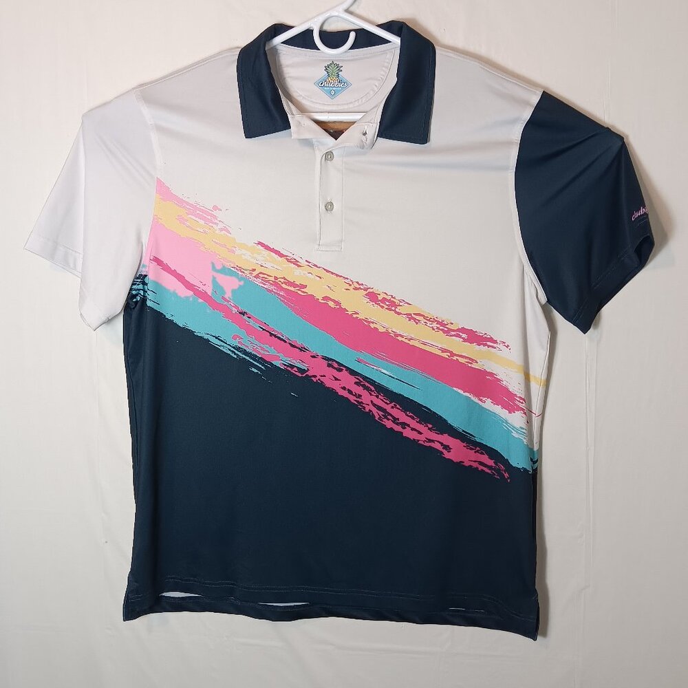 Chubbies Multicolor XL 88% Polyester 12% Spandex Golf Polo Shirt